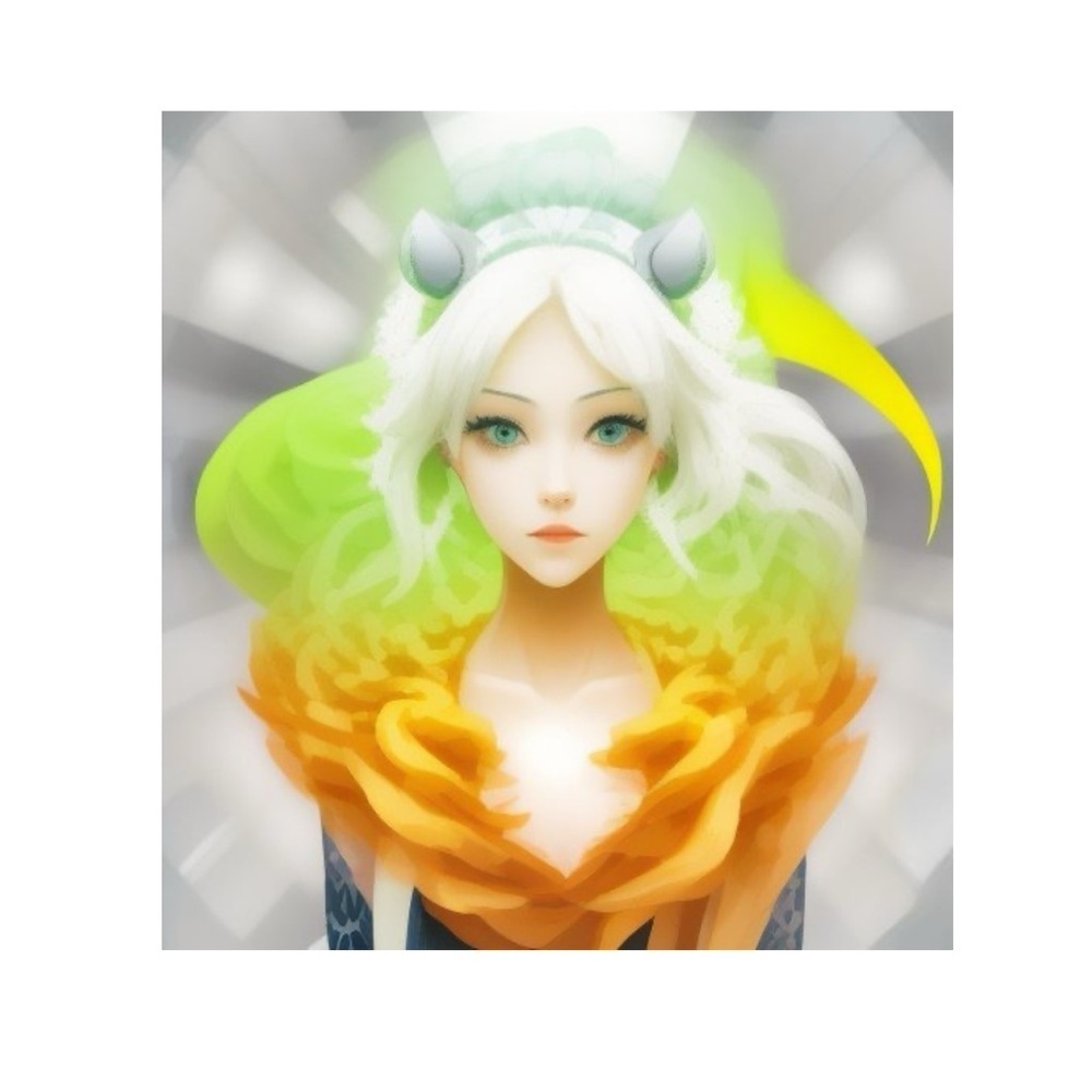 HANDCRAFTED digital art print Elegant Orange and Yellow anime figure wall art